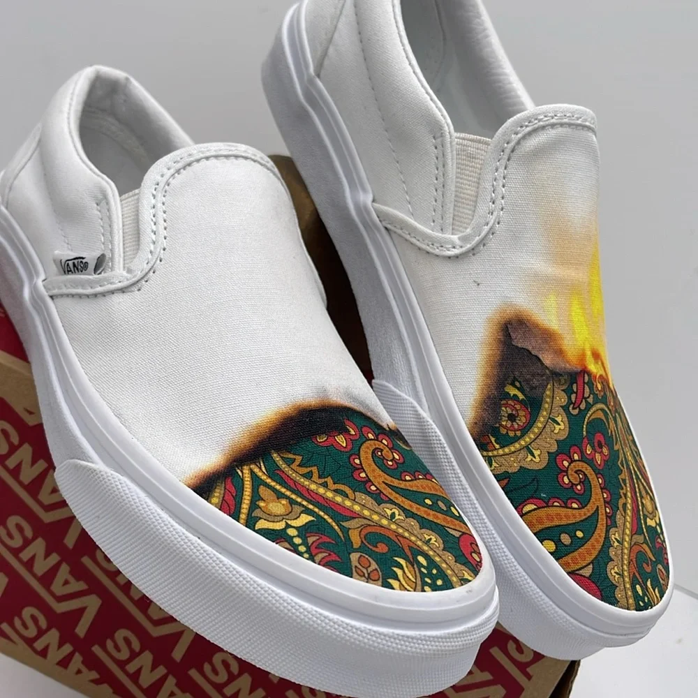Vans Canvas Men’s Slip-On Shoes in Desert Vibes Oat Classic Slip-On (Big Reveal)